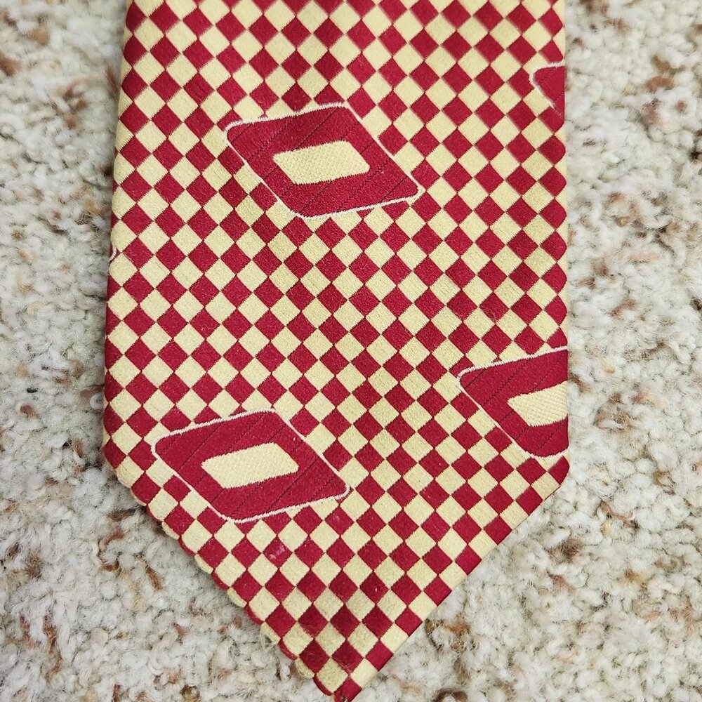 clip-on neck tie 1970s polyester check